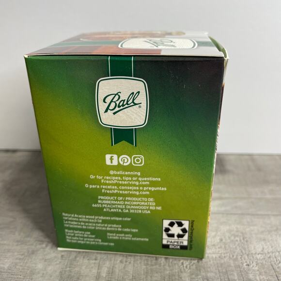 NIB BALL Jar Acacia Wood Storage Lids 5 Pack Regular Mouth High Quality - Picture 9 of 10